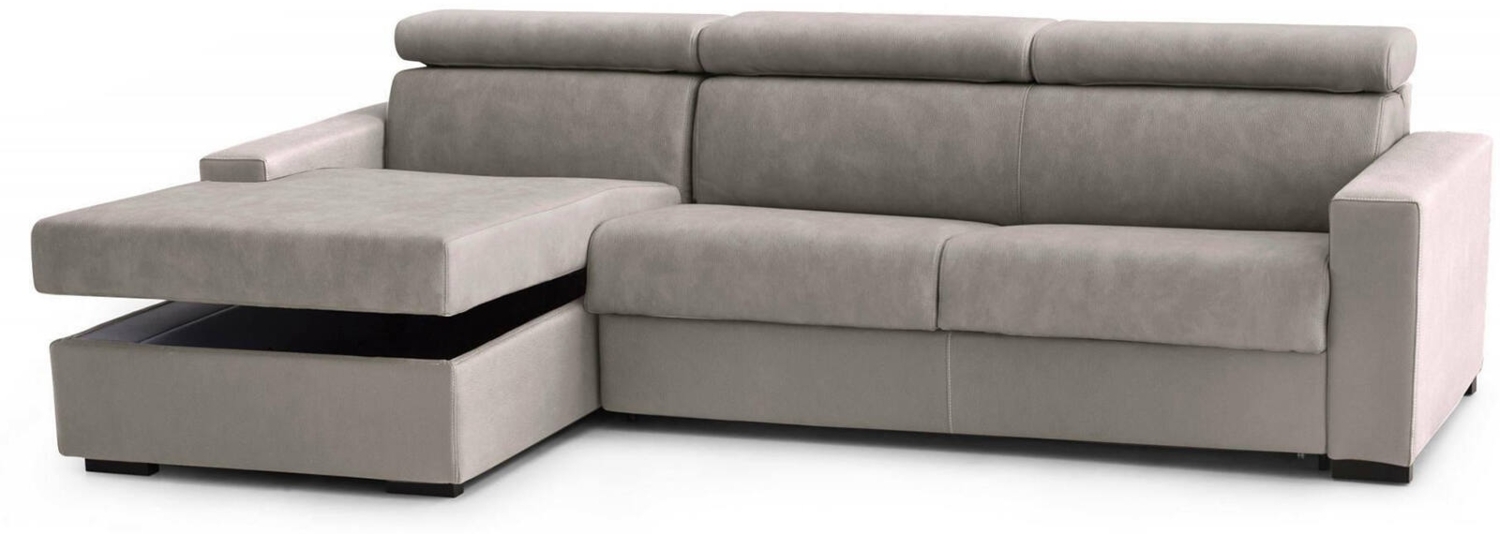 Dmora Schlafsofa mit Halbinsel Alibabah, Sofà mit Sinistra-Stauraum-Halbinsel, Standardarmlehnen, 100 % Made in Italy, Cm 280x95h85, Tortora Bild 1