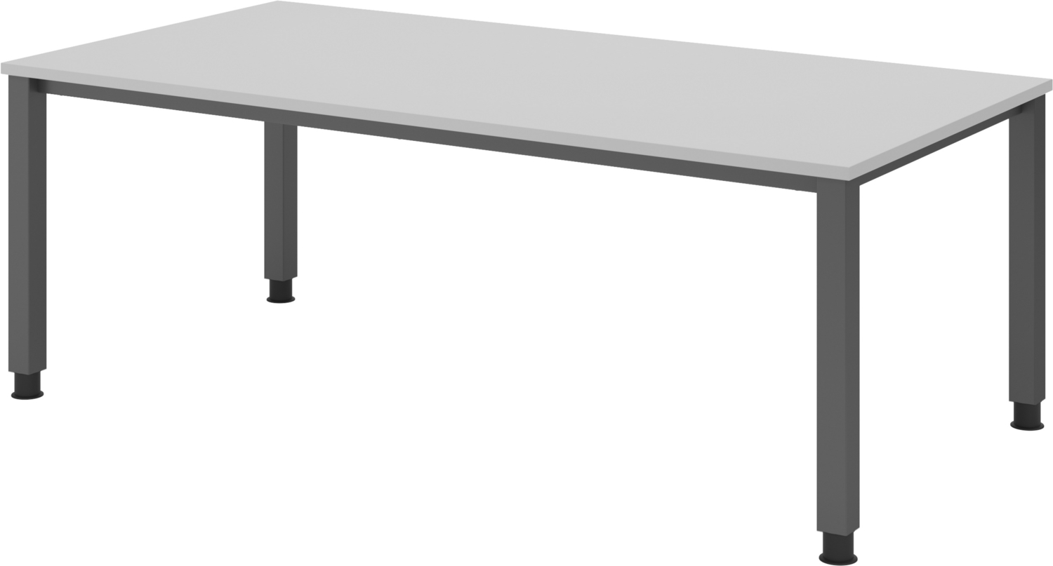 bümö manuell höhenverstellbarer Schreibtisch 200x100 cm in grau, Metall-Gestell: Graphit - PC Tisch höhenverstellbar & belastbar bis 140 kg, Büro- und Computertisch XXL, QS-2E-5-G Bild 1