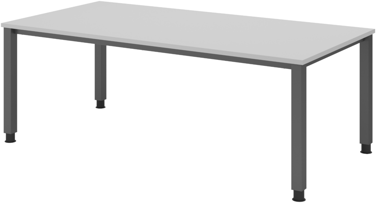 bümö manuell höhenverstellbarer Schreibtisch 200x100 cm in grau, Metall-Gestell: Graphit - PC Tisch höhenverstellbar & belastbar bis 140 kg, Büro- und Computertisch XXL, QS-2E-5-G Bild 1