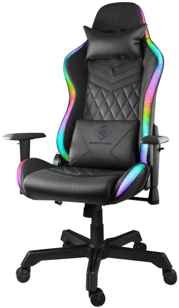 Gaming Stuhl GAM-080 RGB Beleuchtung Kunstleder Nackenkissen Bild 1