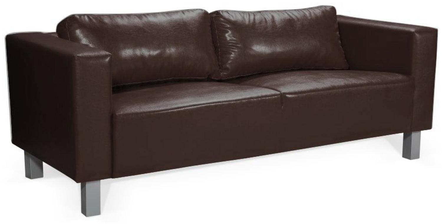 Sofa Designersofa MAILAND 3-Sitzer in Kunstleder Dunkelbraun Bild 1