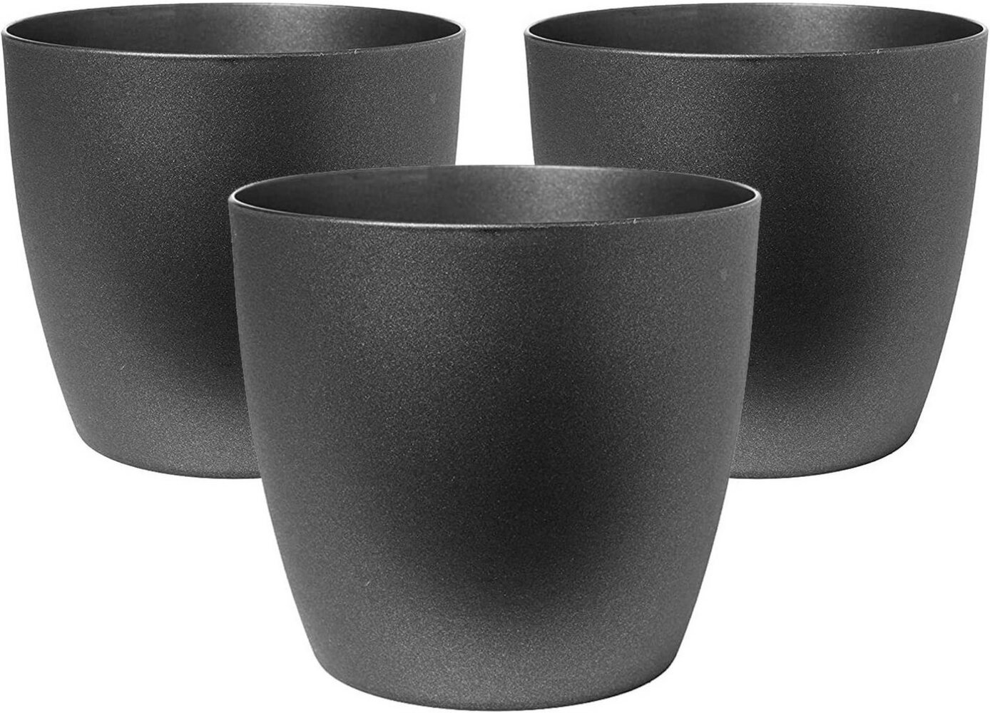 Centi Blumentopf Kräutertopf schwarz, kleine Blumentöpfe, Übertopf schwarz matt (Spar Set, 3 St, Ø 14 cm H 13 cm), Übertöpfe für Zimmerpflanzen, ideale Fensterbank-Größe, Blumenübertopf Bild 1