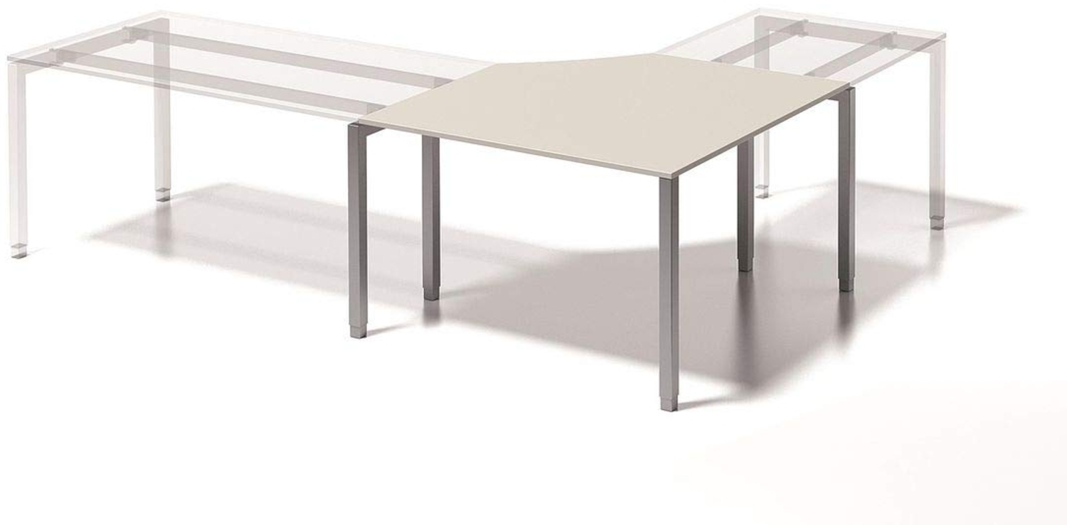 BISLEY Cito Verkettungsplatte, 740 mm höhenfixes U-Gestell, 5-Eck H 19 x B 1200/1200 x T 800 mm, Metall, Gw355 Dekor Grauweiß, Gestell Silber, 80 x 122 x 74 cm Bild 1