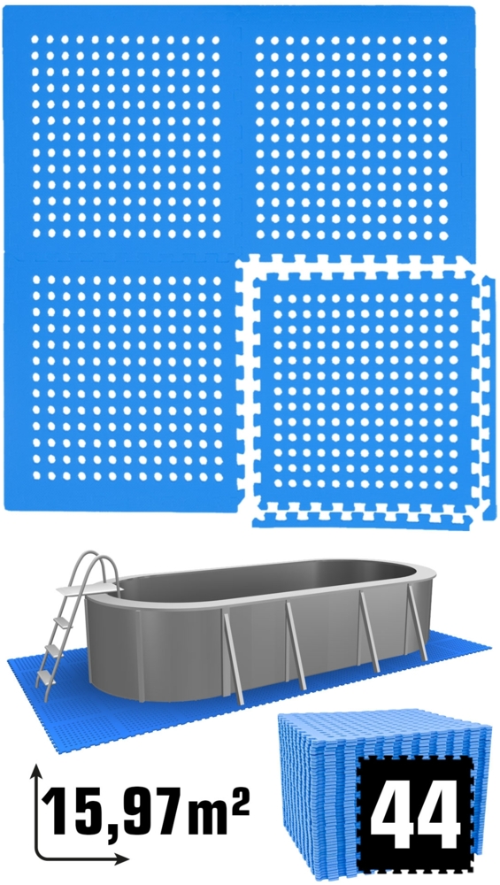 16m² Poolunterlage 44 Poolmatten 62x62cm in Blau Bild 1