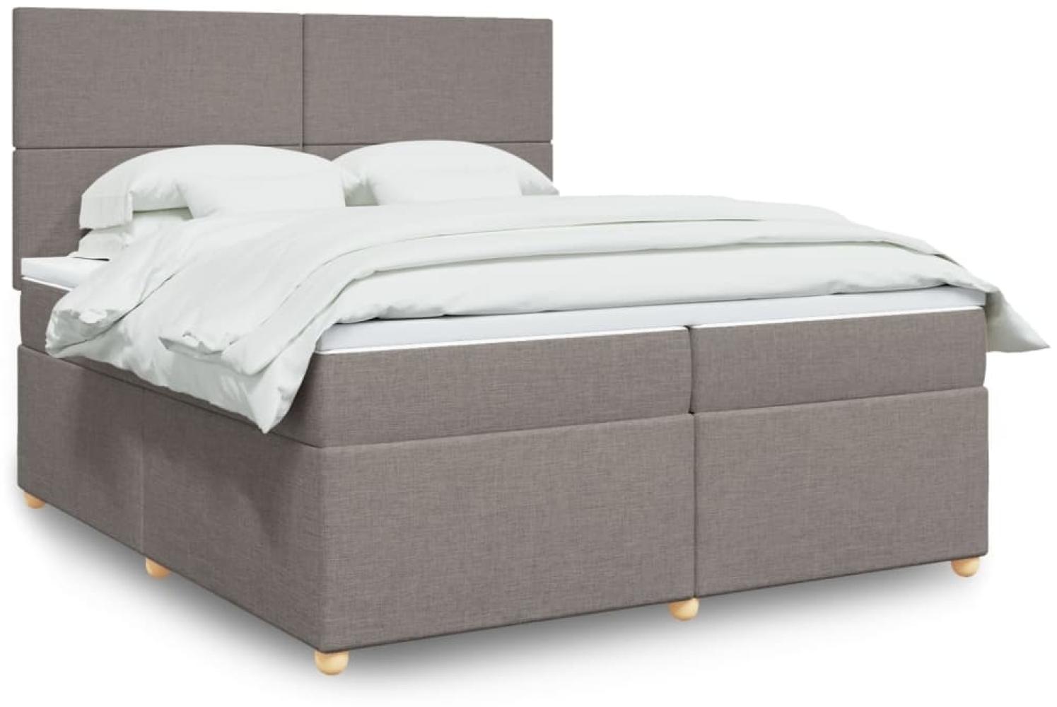 vidaXL Boxspringbett mit Matratze Taupe 200x200 cm Stoff 3291384 Bild 1