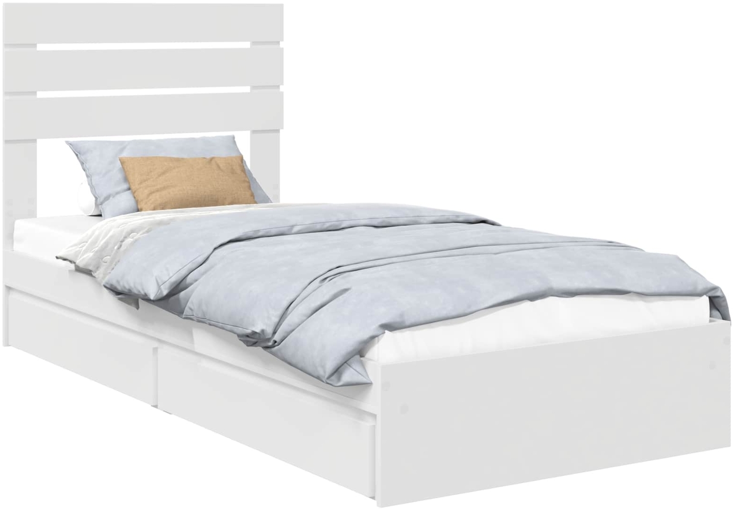 vidaXL Aufbewahrungsbett mit Kopfteil Weiß 75 x 190 cm Holzwerkstoff 3411604 Bild 1