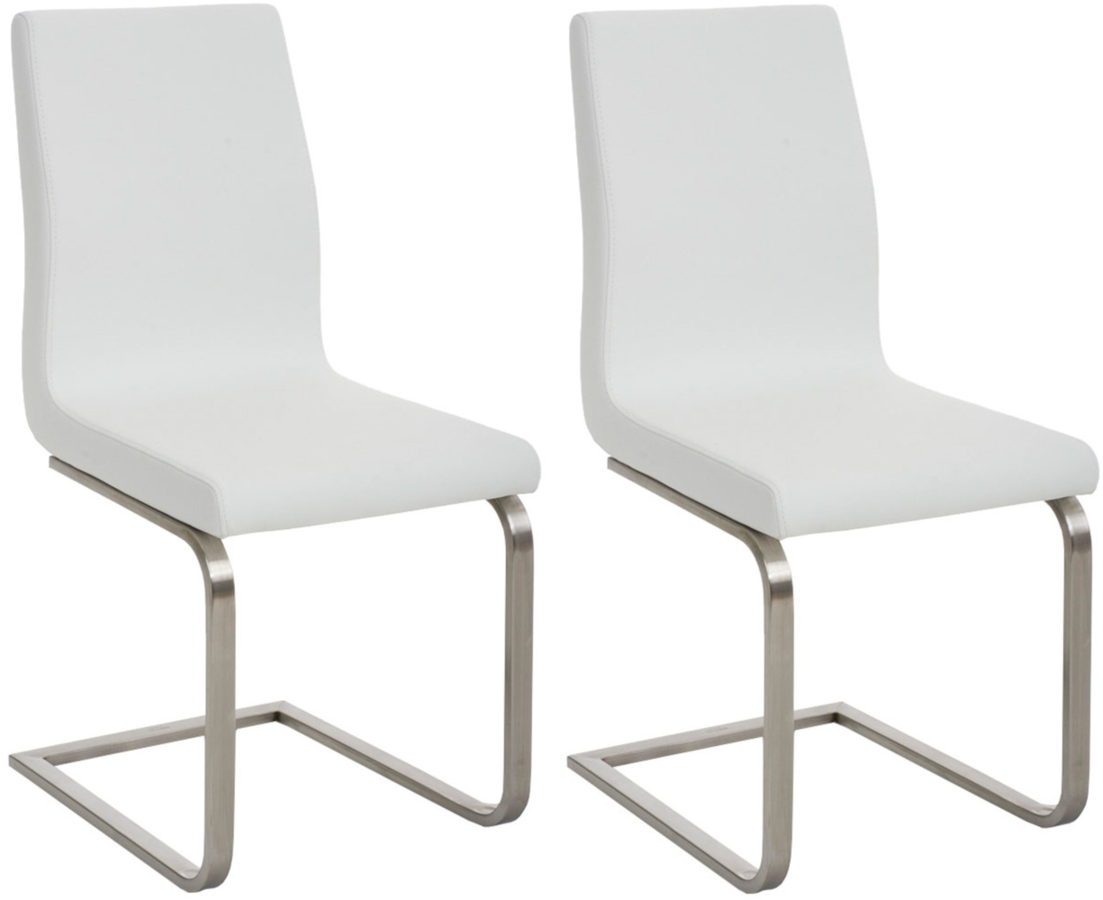 CLP 2er Set Esszimmerstühle Belfort mit robustem Edelstahlgestell,weiß Bild 1