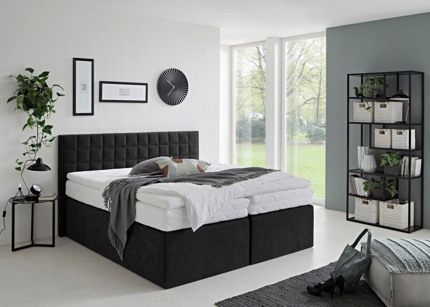 Westfalia Schlafkomfort Boxspringbett Dublin, wahlweise mit Topper in verschiedenen Härtegraden erhältlich, mit schöner Kopfteilversteppung Bild 1