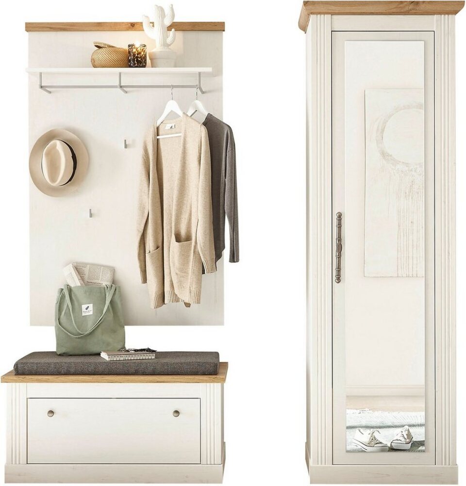 Home affaire Garderoben-Set WESTMINSTER BESTSELLER!, (3-St, Schuhbank, Wandpaneel, Garderobenschrank), im romantischen Landhausstil Bild 1