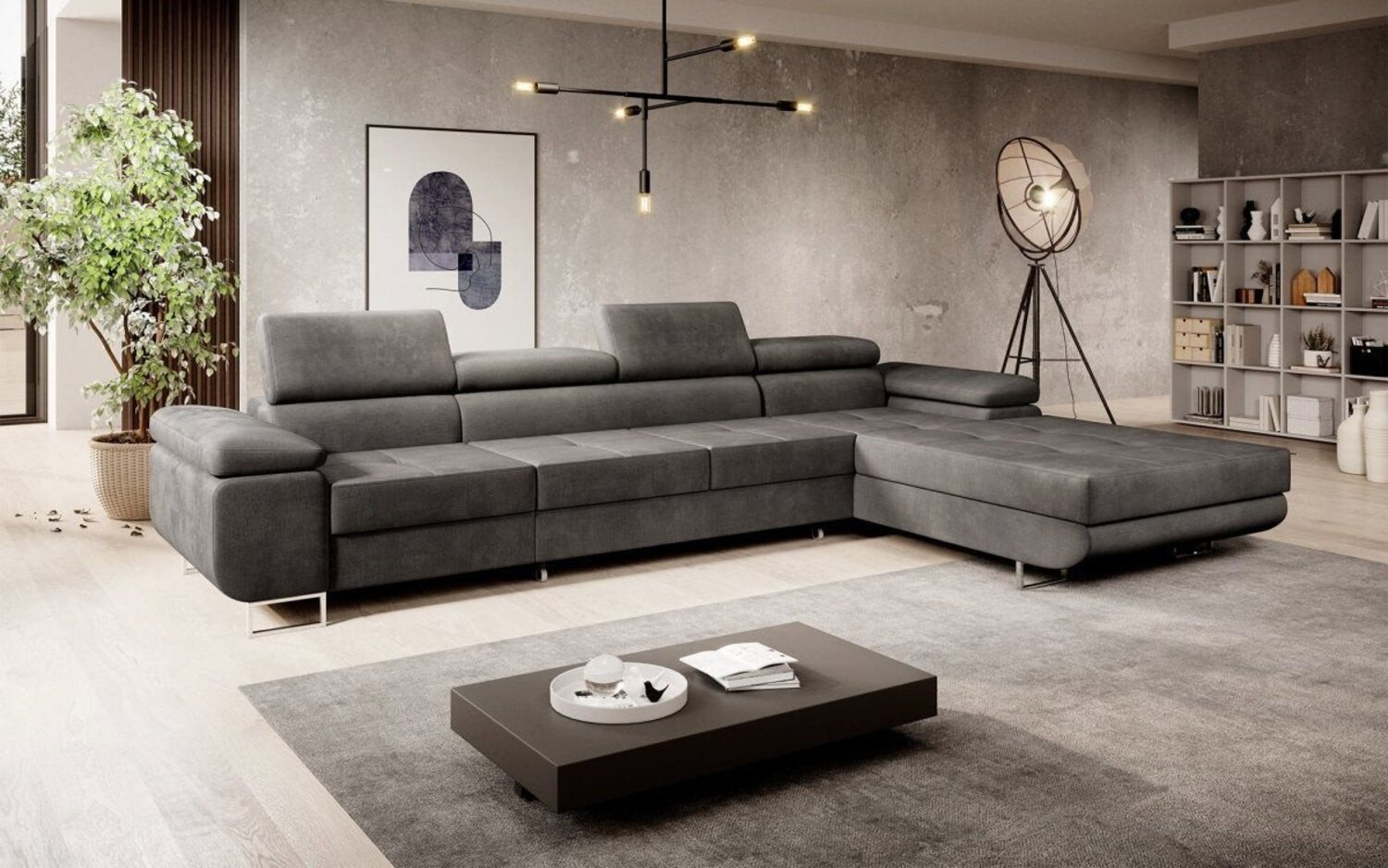 Luxusbetten24 Schlafsofa Designer Sofa Calvera Maxi, mit Stauraum und Schlaffunktion Bild 1