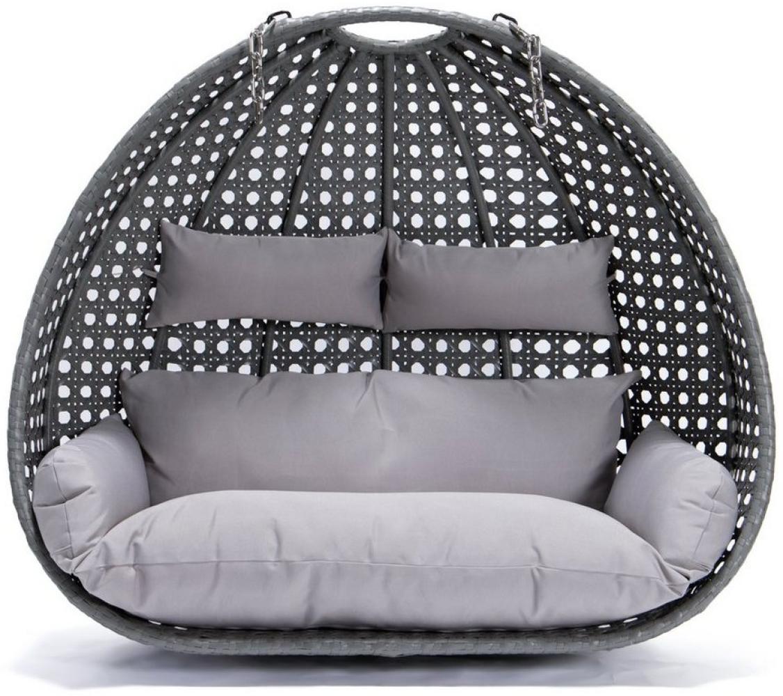 HOME DELUXE Polyrattan Hängesessel nur Korb und Kissen TWIN - Grau Bild 1