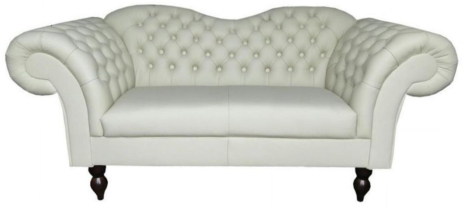 Casa Padrino Chesterfield 2er Sofa Venedig - Echt Leder Weiß Bild 1