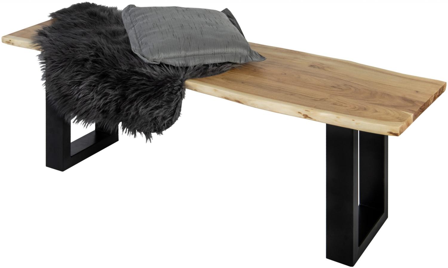 Sitzbank Baumkante 160 cm natur massiv Akazie schwarz ANNI 523722 Bild 1
