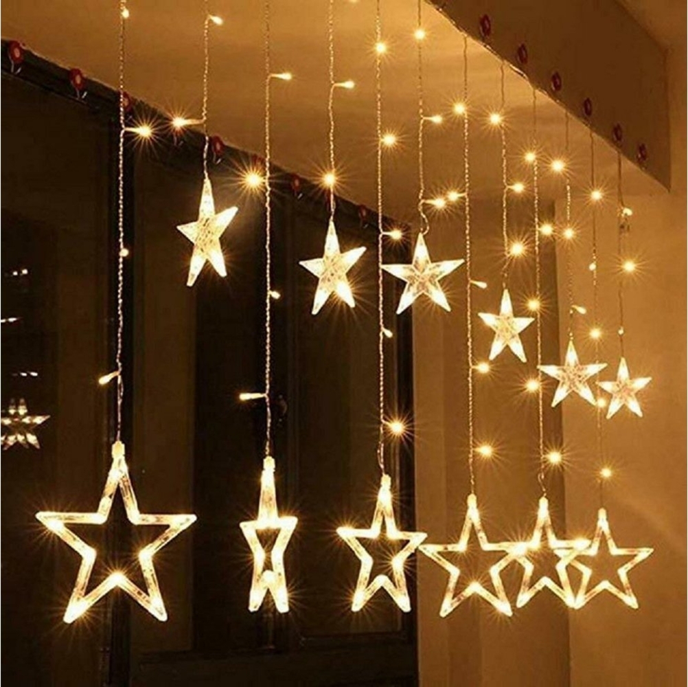 Salcar LED-Lichterkette 2m Sterne LED Lichterkette Außen Lichtervorhang Innen Weihnachten, 8 Beleuchtungsmodi und Memory-Funktion, Warmweiß Bild 1