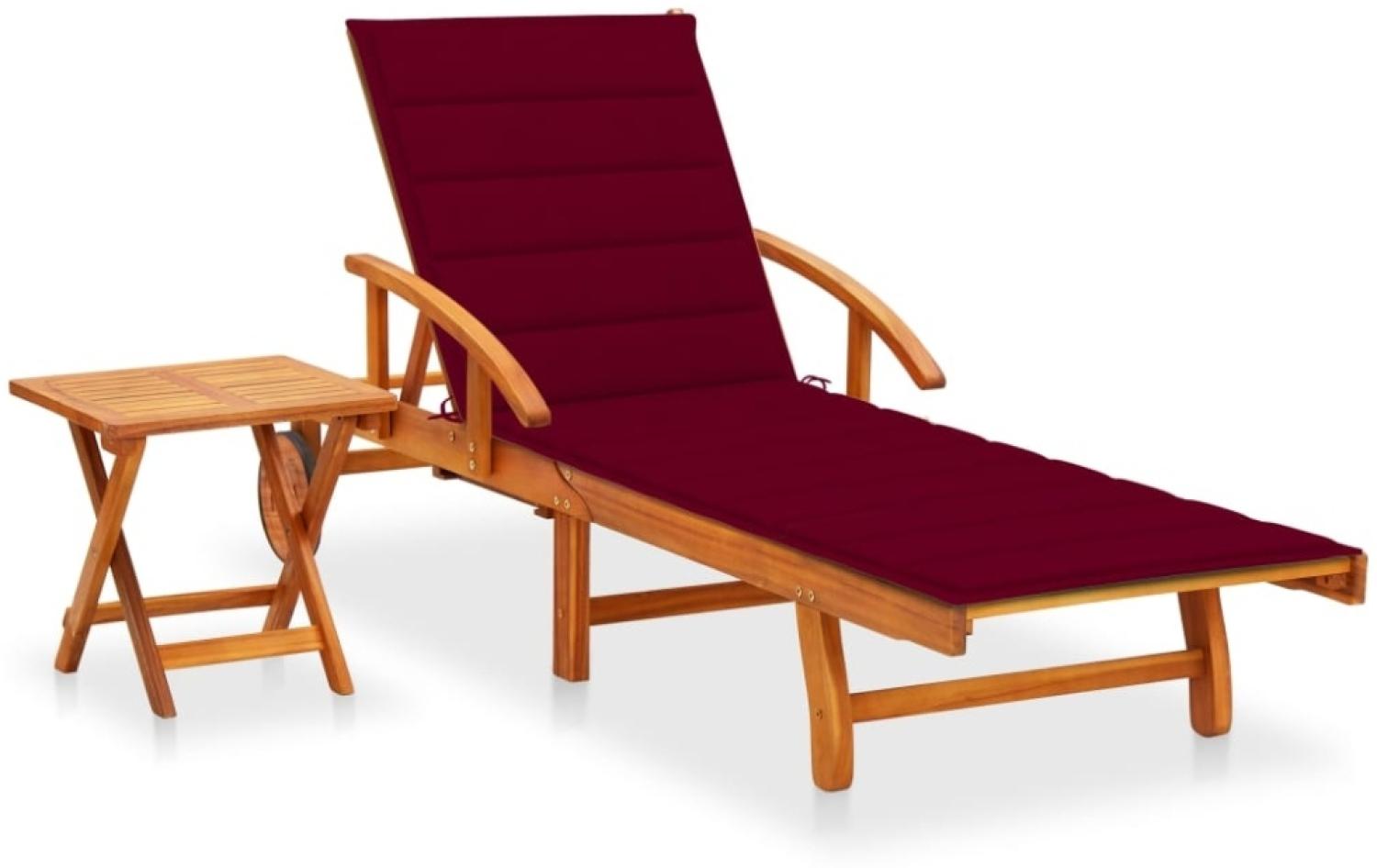 vidaXL Sonnenliege mit Tisch und Auflage Akazie Massivholz 3061626 Bild 1