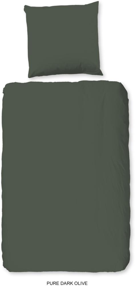 Pure Microfaser Bettwäsche 2 teilig 135X200 Pure Uni Dark Olive Green Bild 1