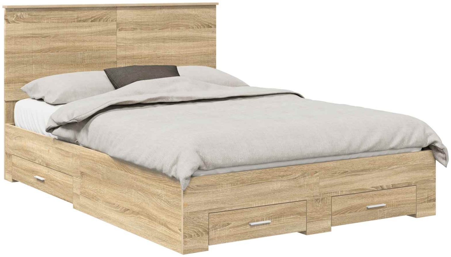 vidaXL Bettrahmen mit Kopfteil Sonoma-Eiche 140x200 cm Holzwerkstoff 3411298 Bild 1