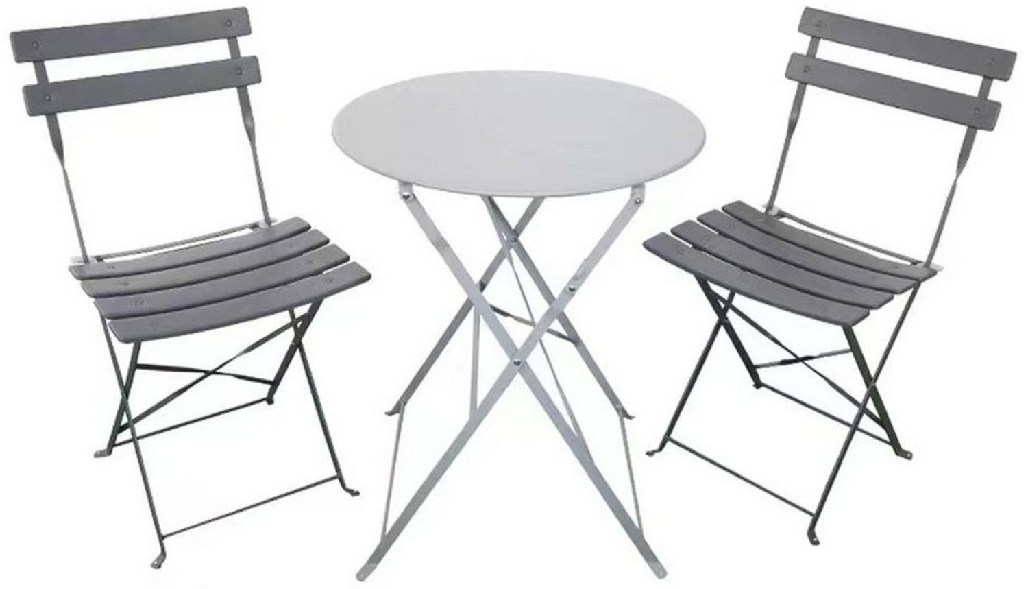 HTI-Living Sitzgruppe Bistroset 3-teilig Cavo Grau, (Set, 3-tlg, 1 Tisch, 2 Stühle), Klapptisch Klappstühle 2 Personen Balkonmöbel Bild 1