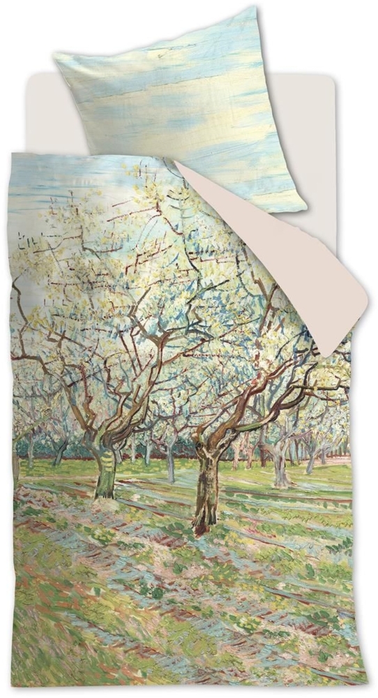 beddinghouse Mako Satin Bettwäsche 2 teilig Bettbezug 135 x 200 cm Kopfkissenbezug 80 x 80 cm Orchard 197138 Natur Bild 1