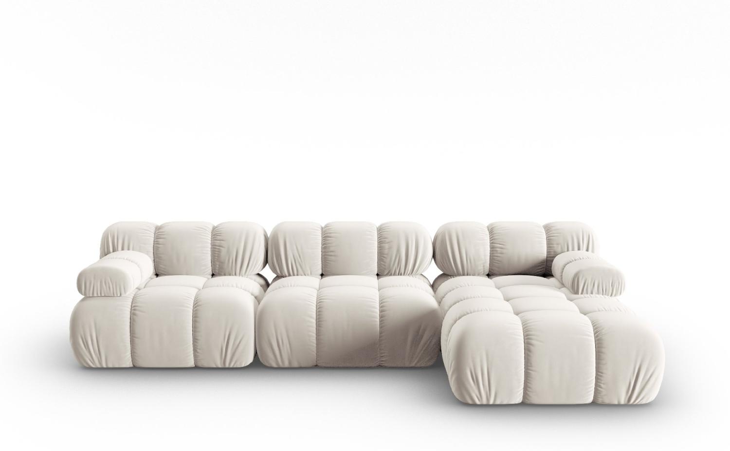 Micadoni Modulares Ecksofa Bellis 4-Sitzer Rechts Samtstoff Hellbeige Bild 1