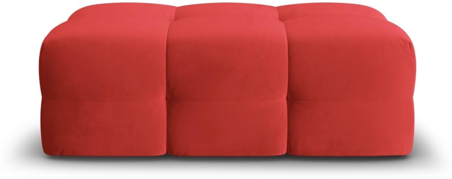 Micadoni Samtstoff Pouf Hocker Kendal | Bezug Red | Beinfarbe Black Beech Wood Bild 1