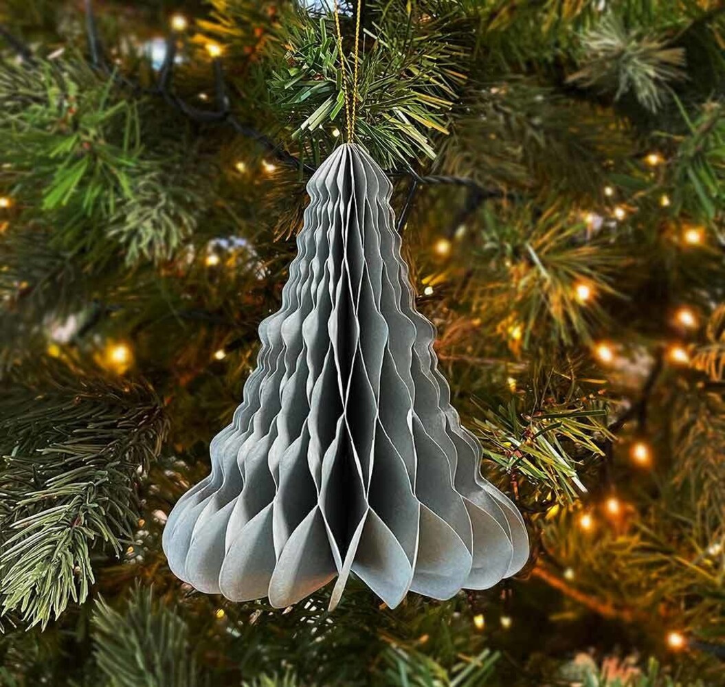 Christbaumschmuck Tannenbaum Papier Grau Christbaumanhänger Weihnachten Bild 1
