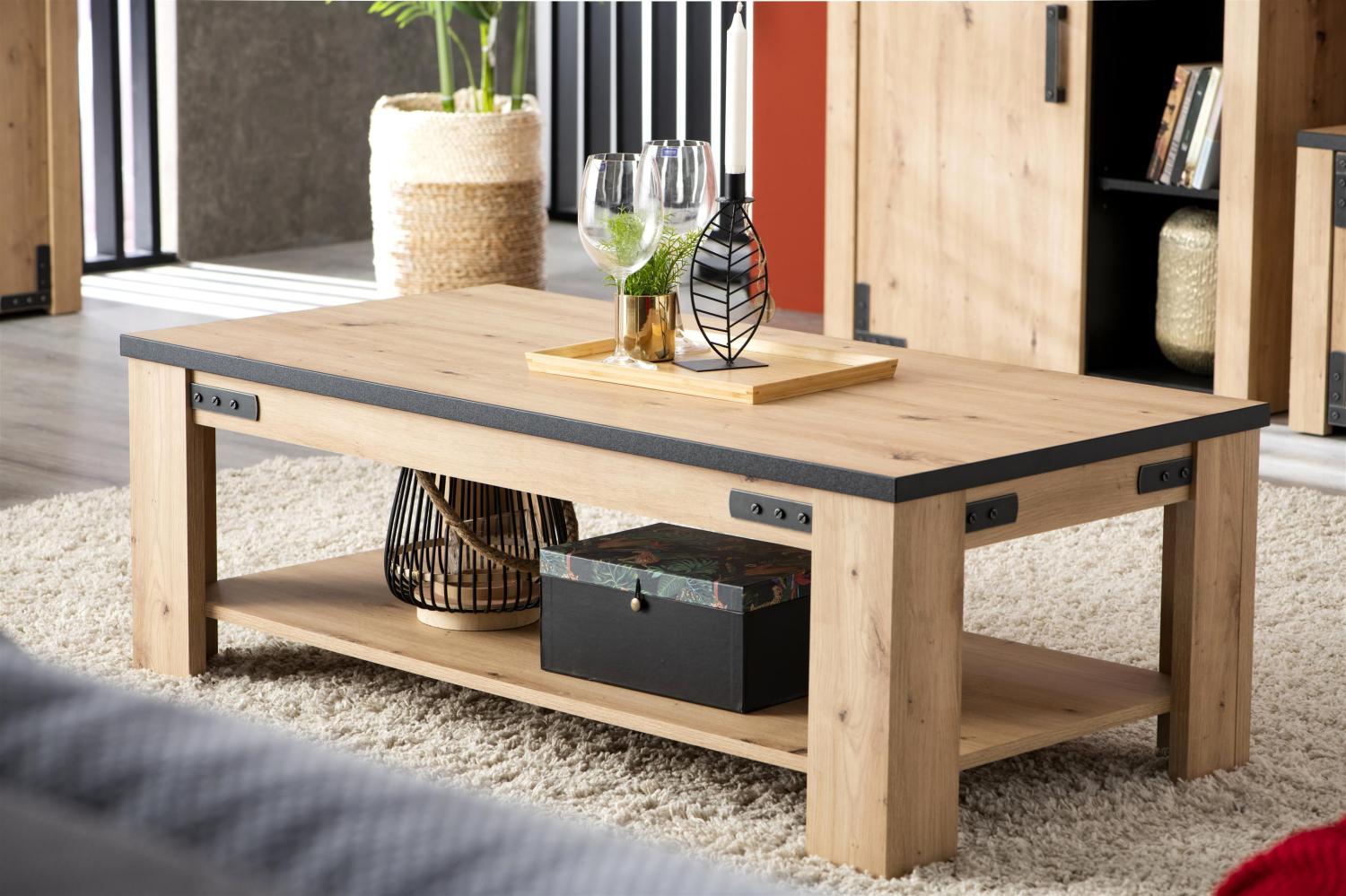 Couchtisch >Loznica< in Artisan Eiche - 120 x 41,5 x 60 cm (BxHxT) Bild 1