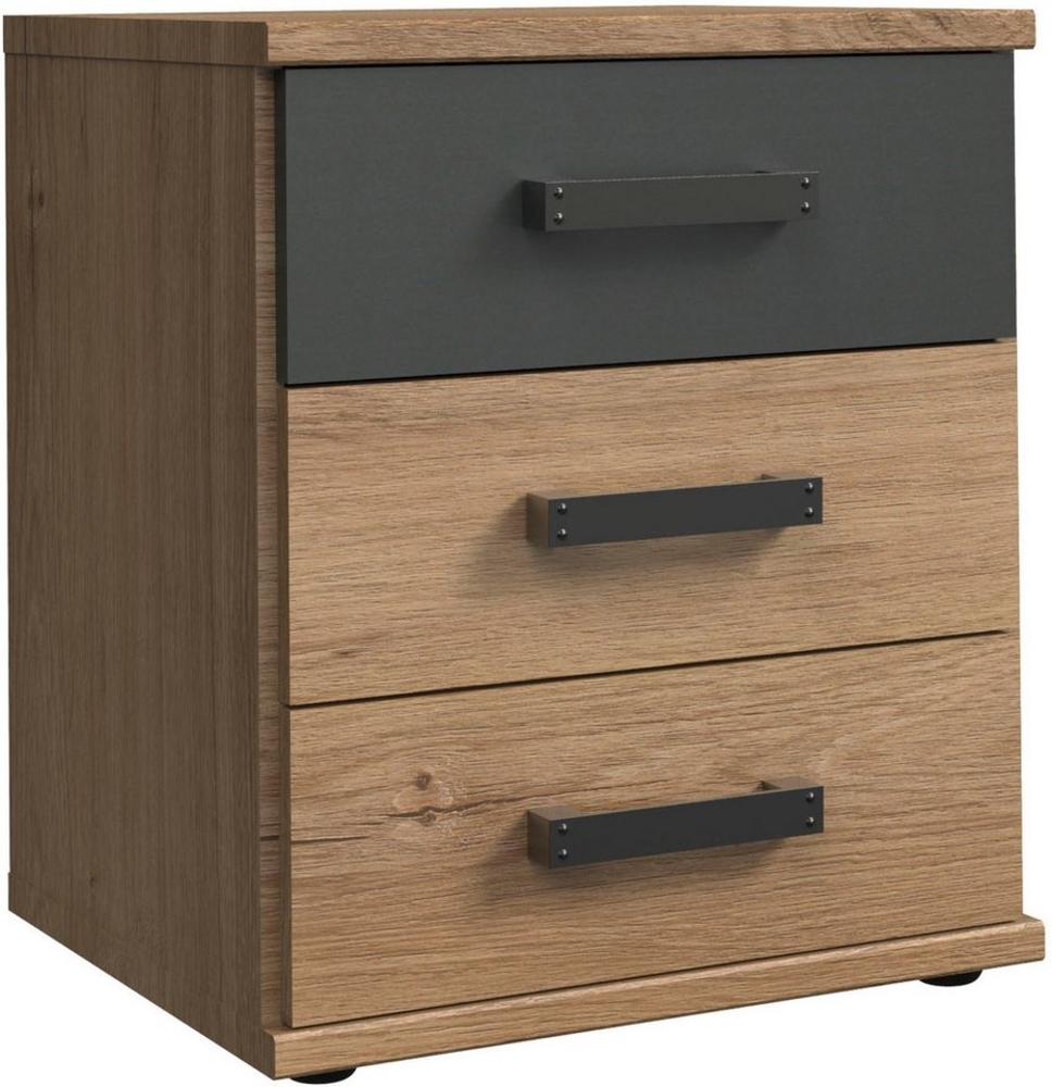 Schubkastenkommode 1 CORK Plankeneiche graphit industrial Bild 1
