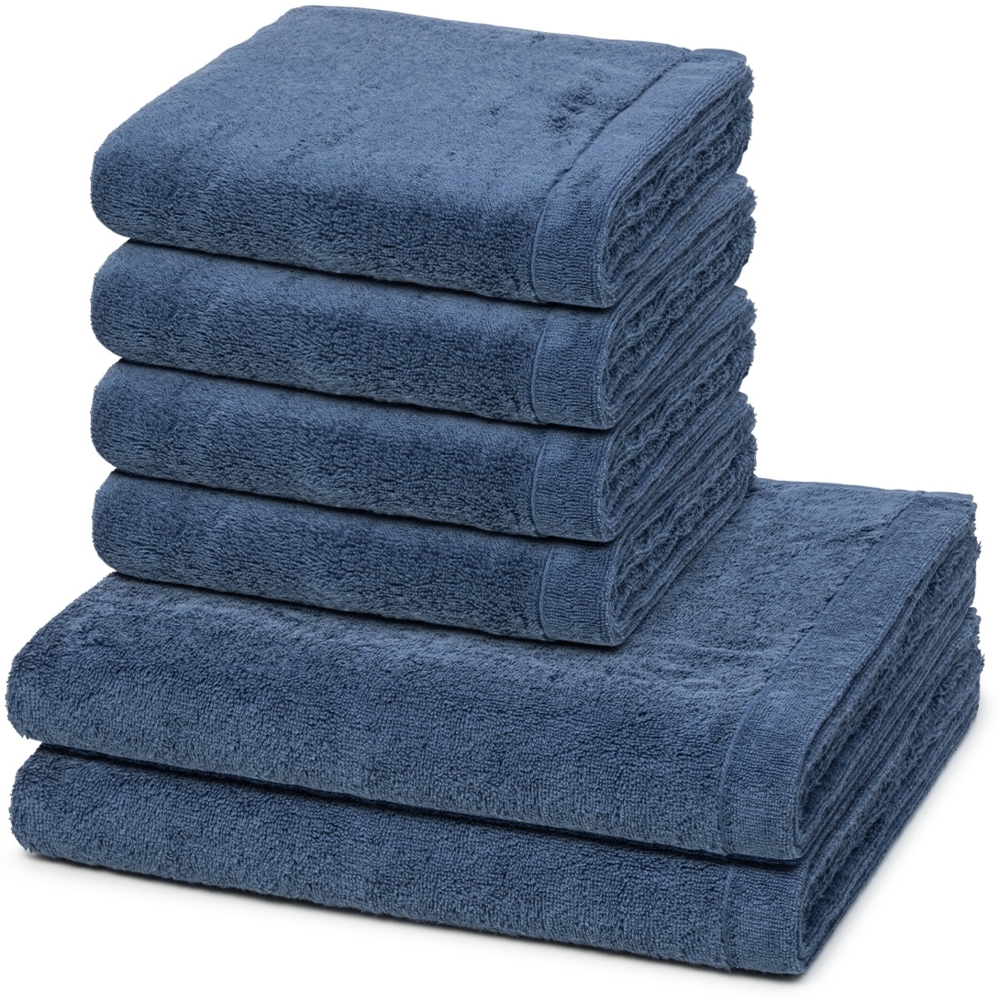Cawö Lifestyle 6 tlg. Frottier-Set - 4 X Handtuch (50 X 100cm), 2 X Duschtuch (70 X 140cm) - 520 g/m2 - Nachtblau Bild 1