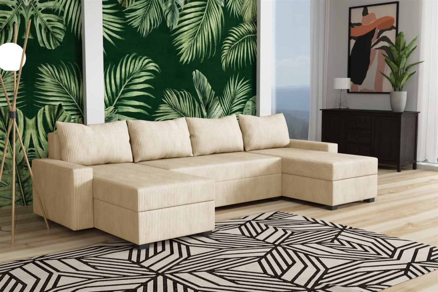 Wohnlandschaft Schlafsofa Sofa AGNETA LUX Stoff Lincoln Beige Bild 1