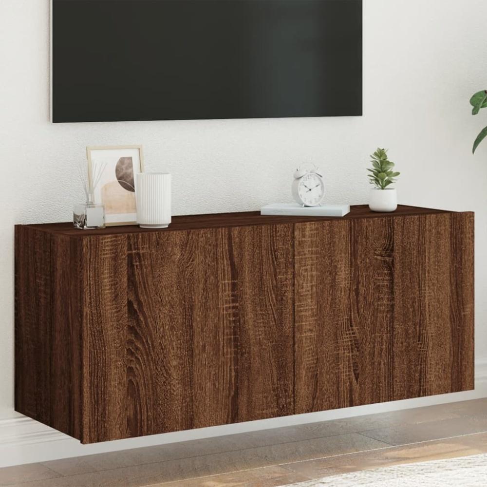 vidaXL TV-Wandschrank mit LED-Leuchten Braun Eichen-Optik 100x35x41 cm 837329 Bild 1