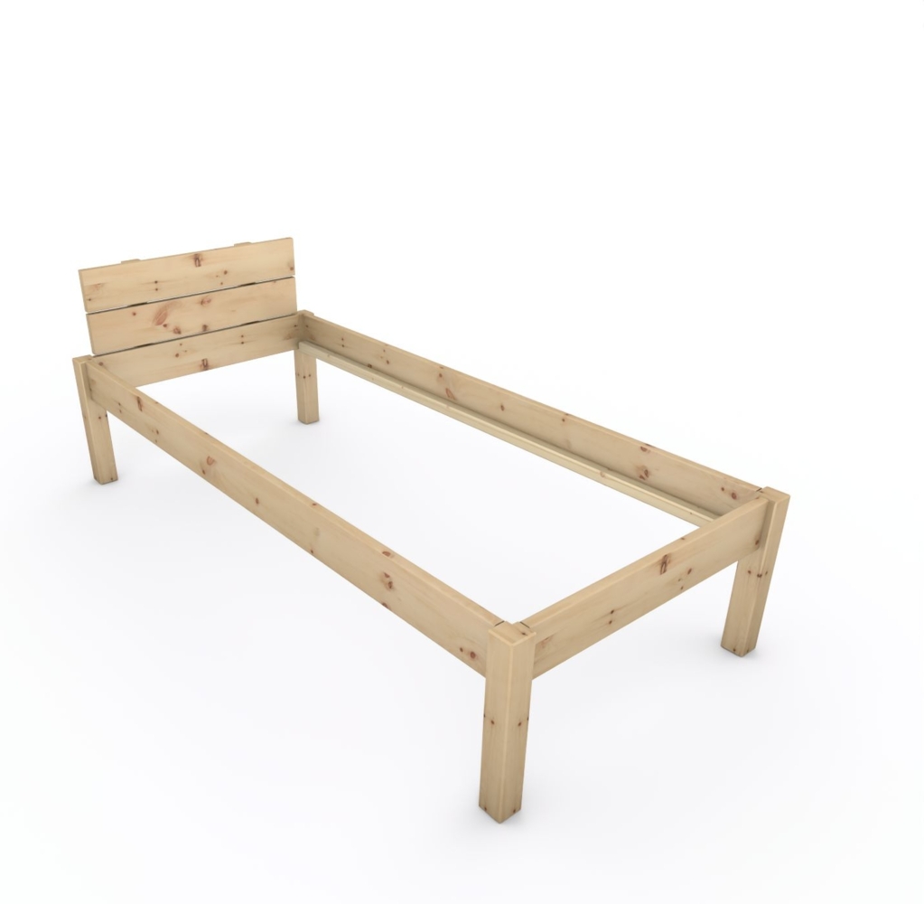 Pfostenbett "metallarm" Zirbe Holzbett "Daybett" 90 x 210cm 48cm Einzelbett Bild 1