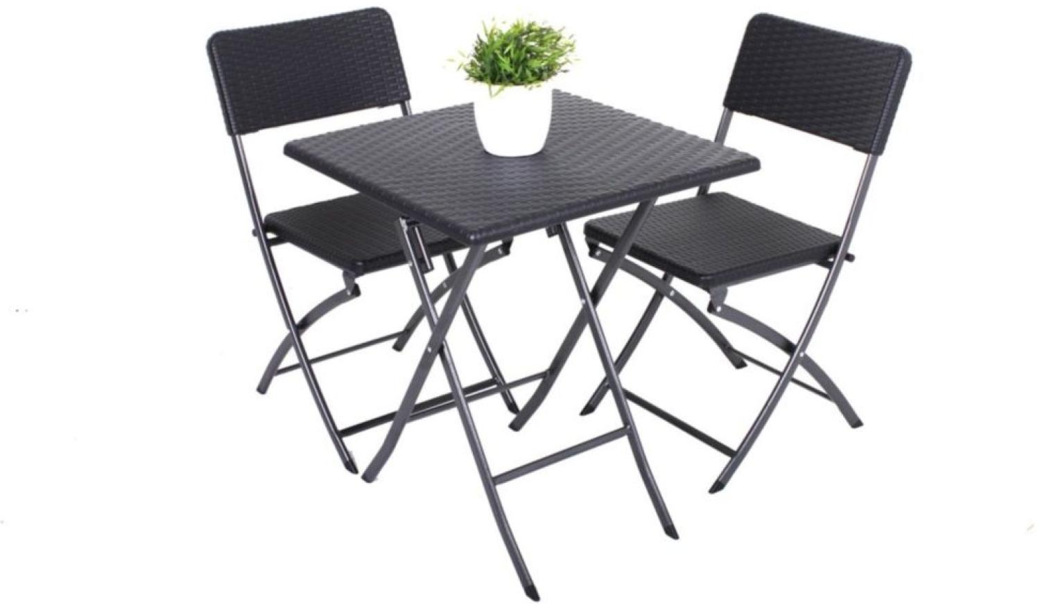 3tlg. Balkon Set Garten Tisch Stuhl Klapptisch Klappstuhl Stühle Rattan Optik Bild 1