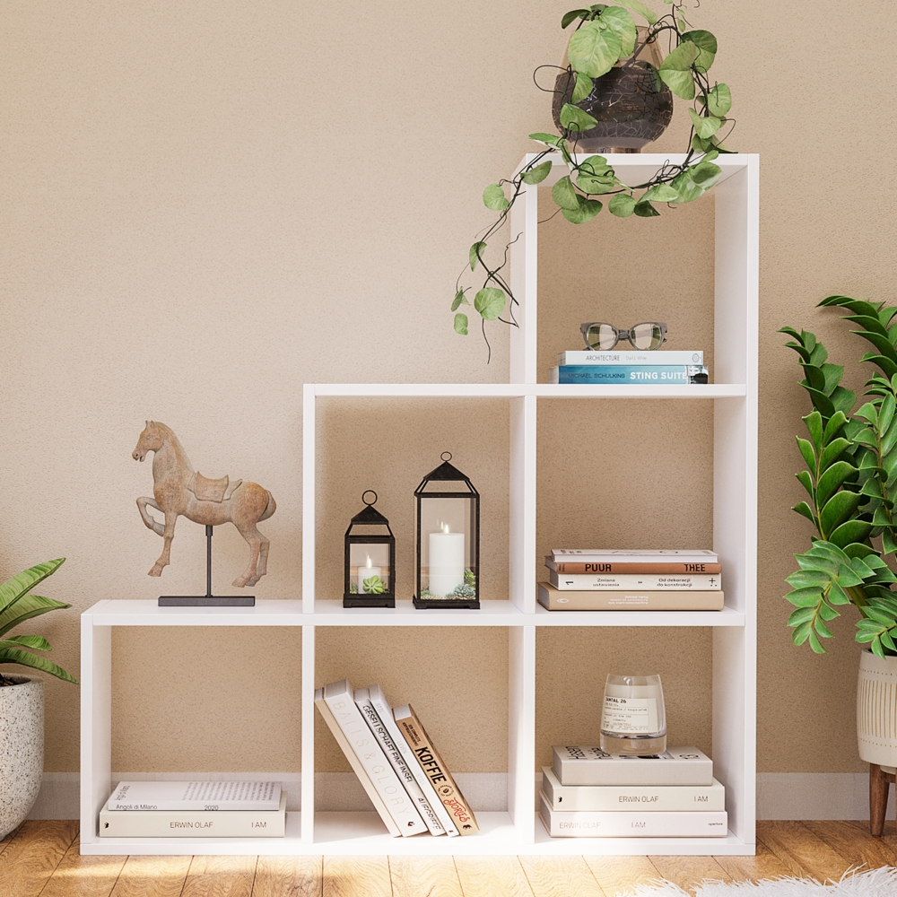 Bellamio 'Aras' Standregal 3x3, weiß, mit 6 Würfelfächern, 98 x 30 x 98 cm Bild 1