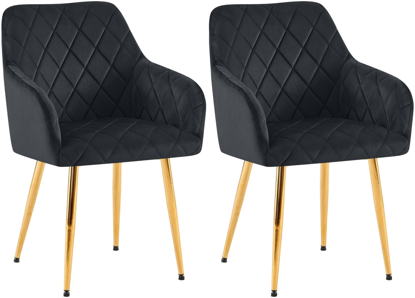 CLP 2er Set Esszimmerstühle Monett mit gepolstertem Samtbezug,schwarz Metall gold Bild 1