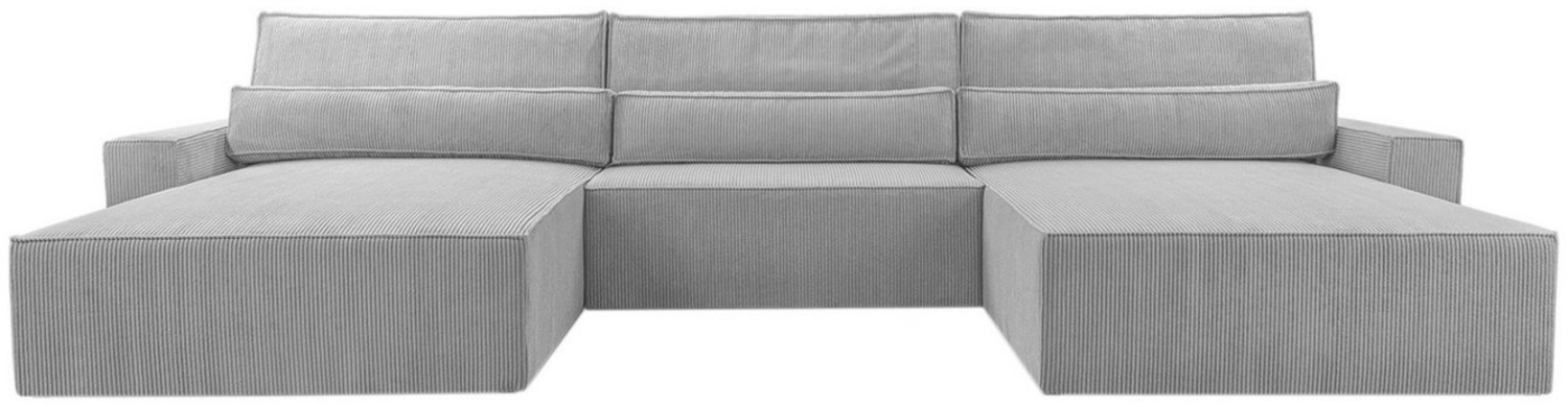 MOEBLO Wohnlandschaft DENVER U, Eckcouch aus Cordstoff Ecksofa U-Form Cord Sofa Couch Polsterecke U-Sofa - 410x85x200cm, mit Bettkasten und Schlaffunktion Bild 1