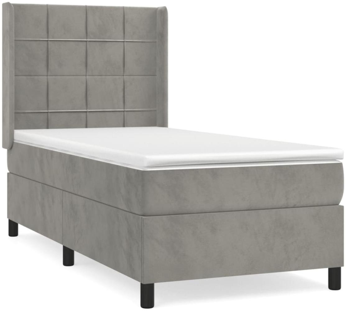 vidaXL Boxspringbett mit Matratze Hellgrau 90x200 cm Samt 3132657 Bild 1