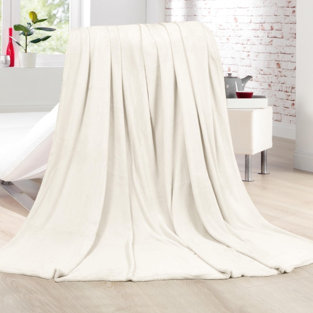 Kuscheldecke Cashmere Touch 150x200cm ( Off White ) Flauschige Wohndecke für Sofa, Couch und Bett, Tagesdecke OEKO-TEX - Sofaüberwurf Bild 1