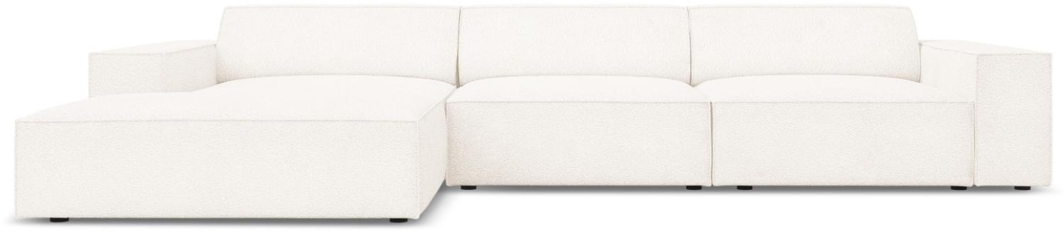 Micadoni 4-Sitzer Boucle Ecke links Sofa Jodie | Bezug Beige | Beinfarbe Black Plastic Bild 1