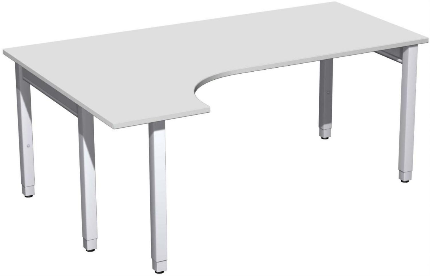 PC-Schreibtisch '4 Fuß Pro Quadrat' links höhenverstellbar, 180 x 120 x 68-86cm, Lichtgrau / Silber Bild 1