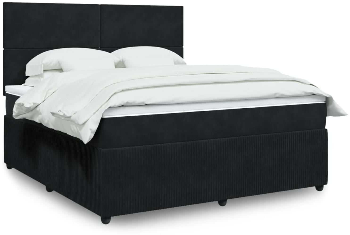 vidaXL Boxspringbett mit Matratze Schwarz 180x200 cm Samt 3294702 Bild 1