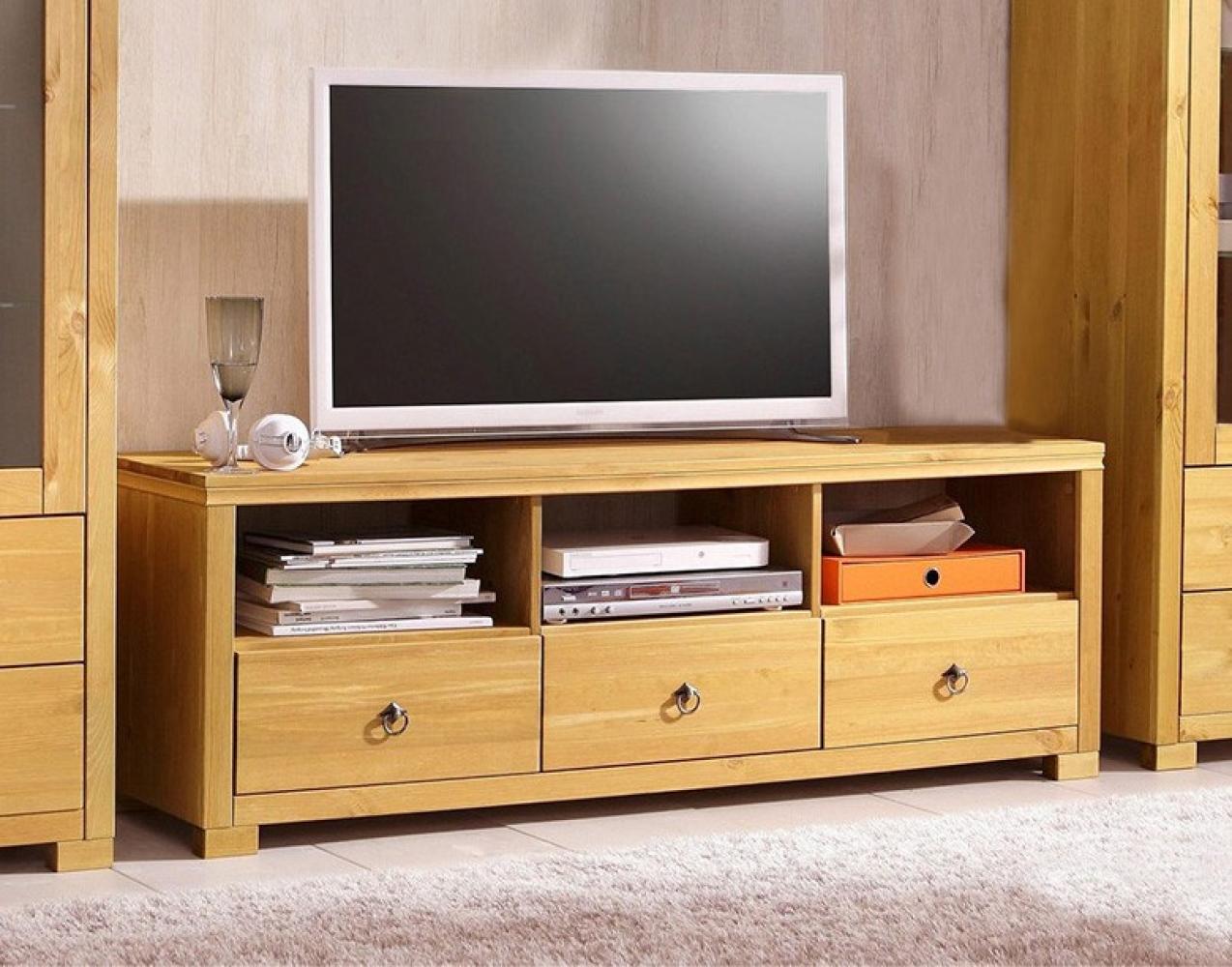 Lowboard "Gotland" TV Unterschrank 147cm Kiefer Massiv Natur Bild 1