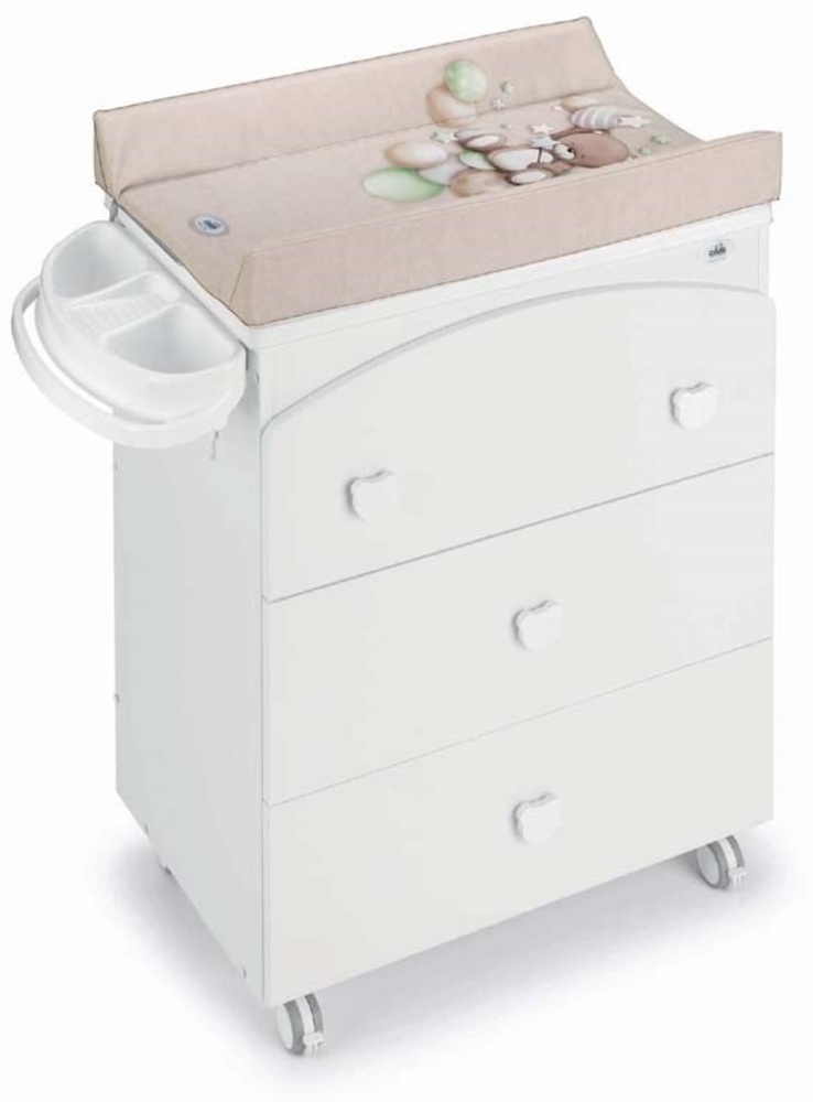 CAM Wickelkommode mit Baby-Badewanne Arco | 3-in-1 Holz-Wickelkommode mit Rollen | Wickeltisch Bild 1