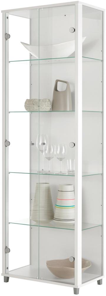 Glasvitrine >OPTIMA< in Weiß - 58x172x32cm (BxHxT) Bild 1