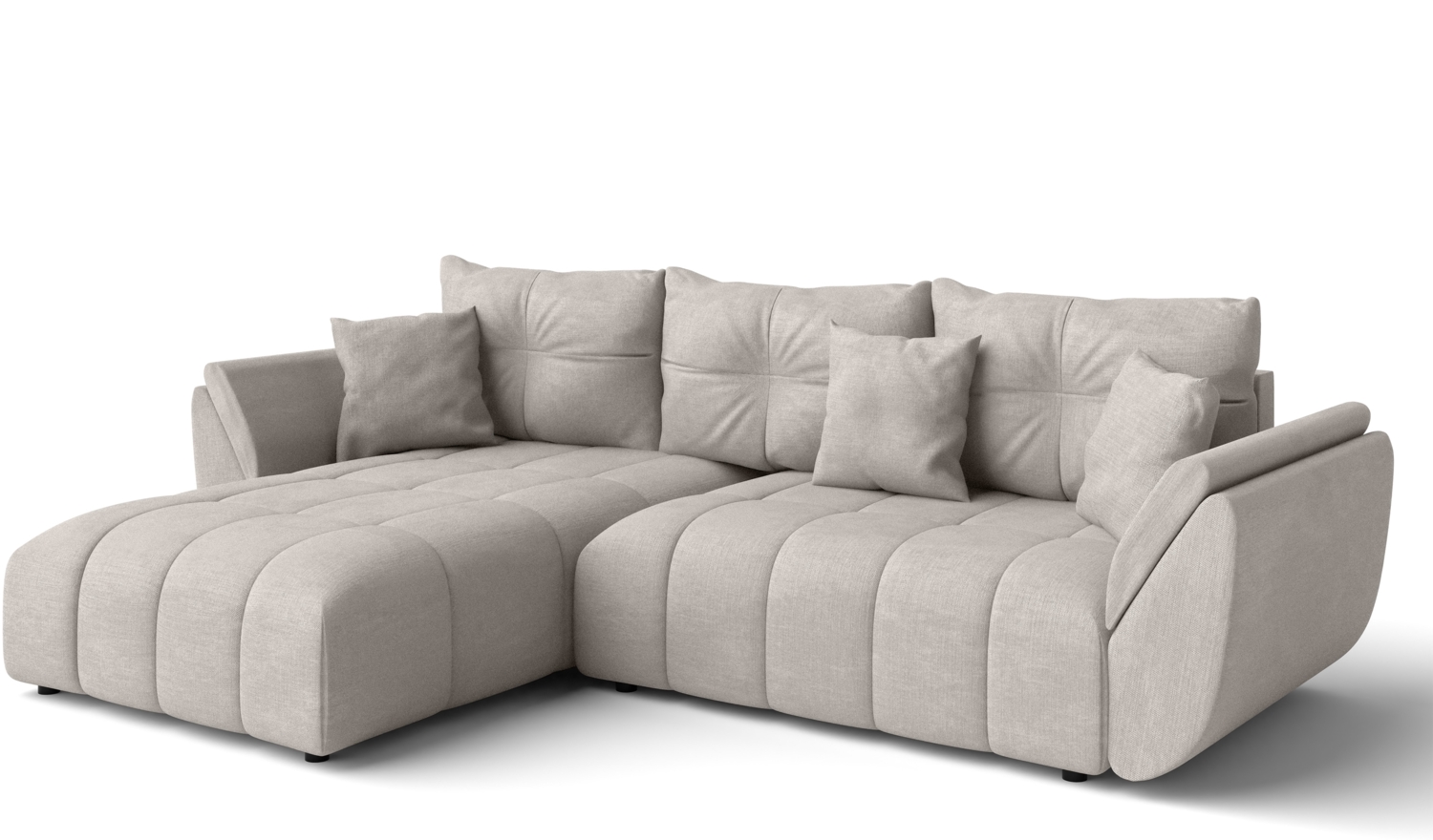 AX LIVING L Form Couch in Beige Verciani Schlaffunktion Bettkasten 266 Bild 1