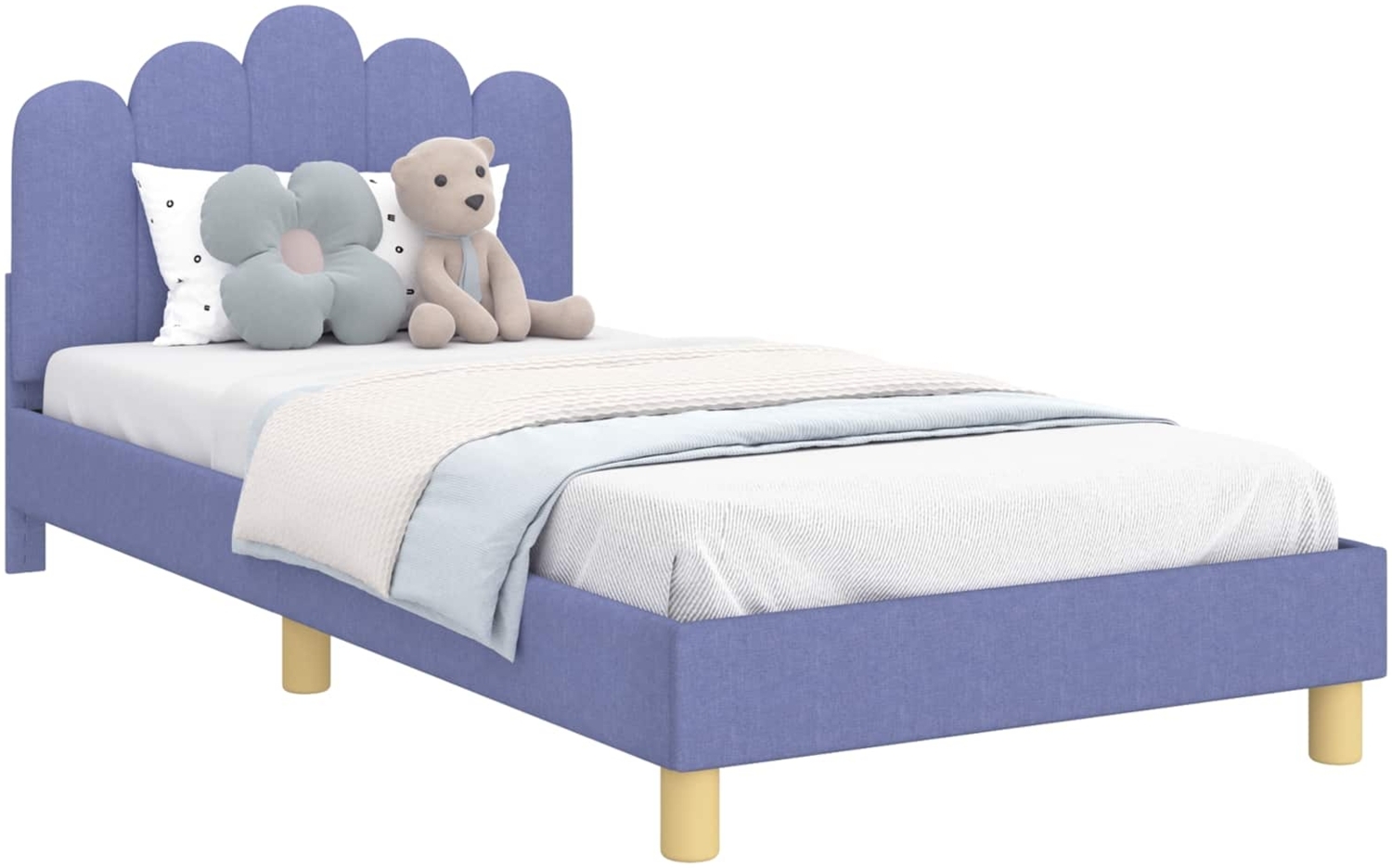 vidaXL Kinderbettgestell mit Kopfteil Jeans blau 90x190 cm Stoff 42011058 Bild 1