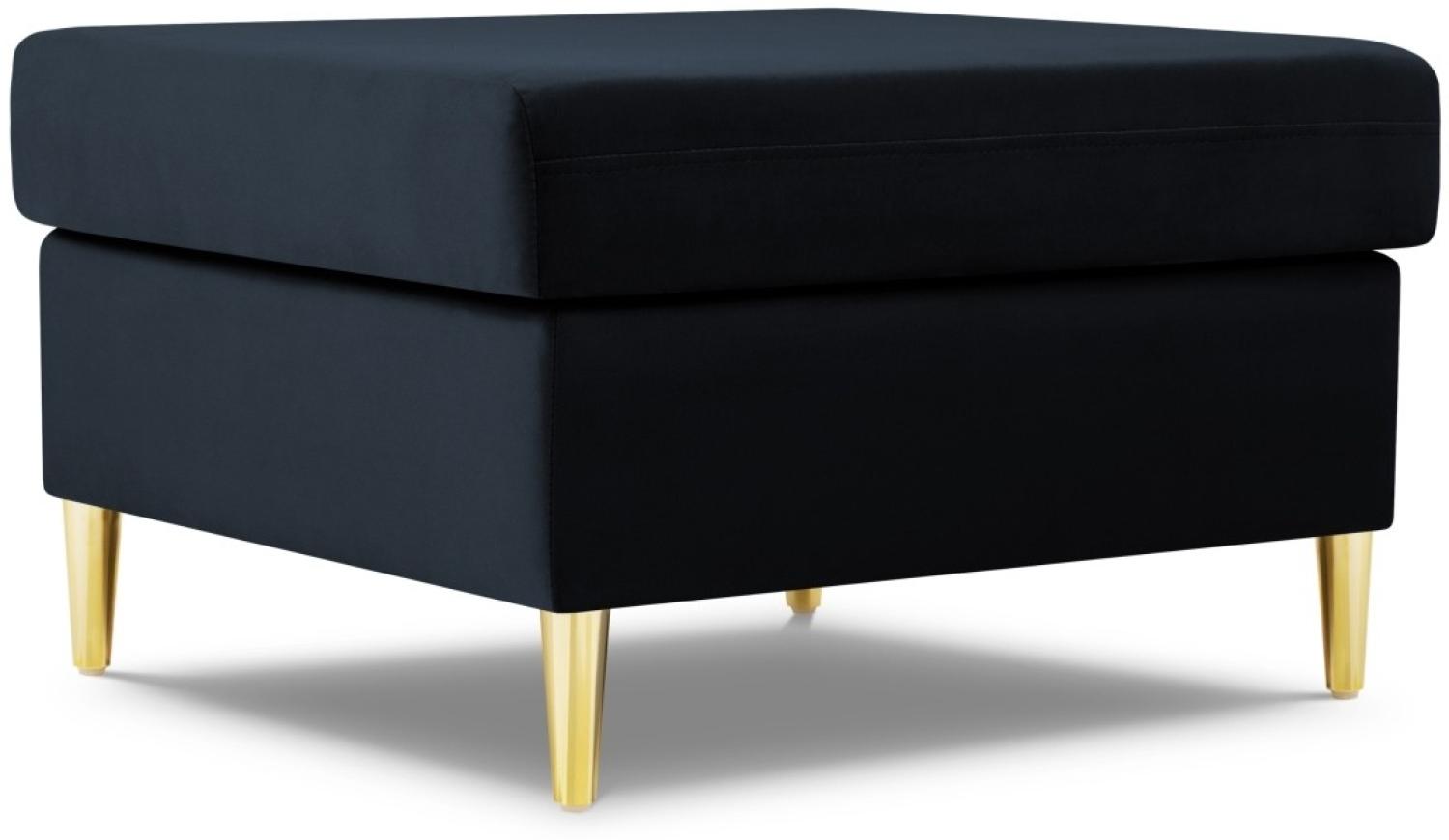 Micadoni Samtstoff Pouf Hocker Moghan | Bezug Dark Blue | Beinfarbe Gold Metal Bild 1