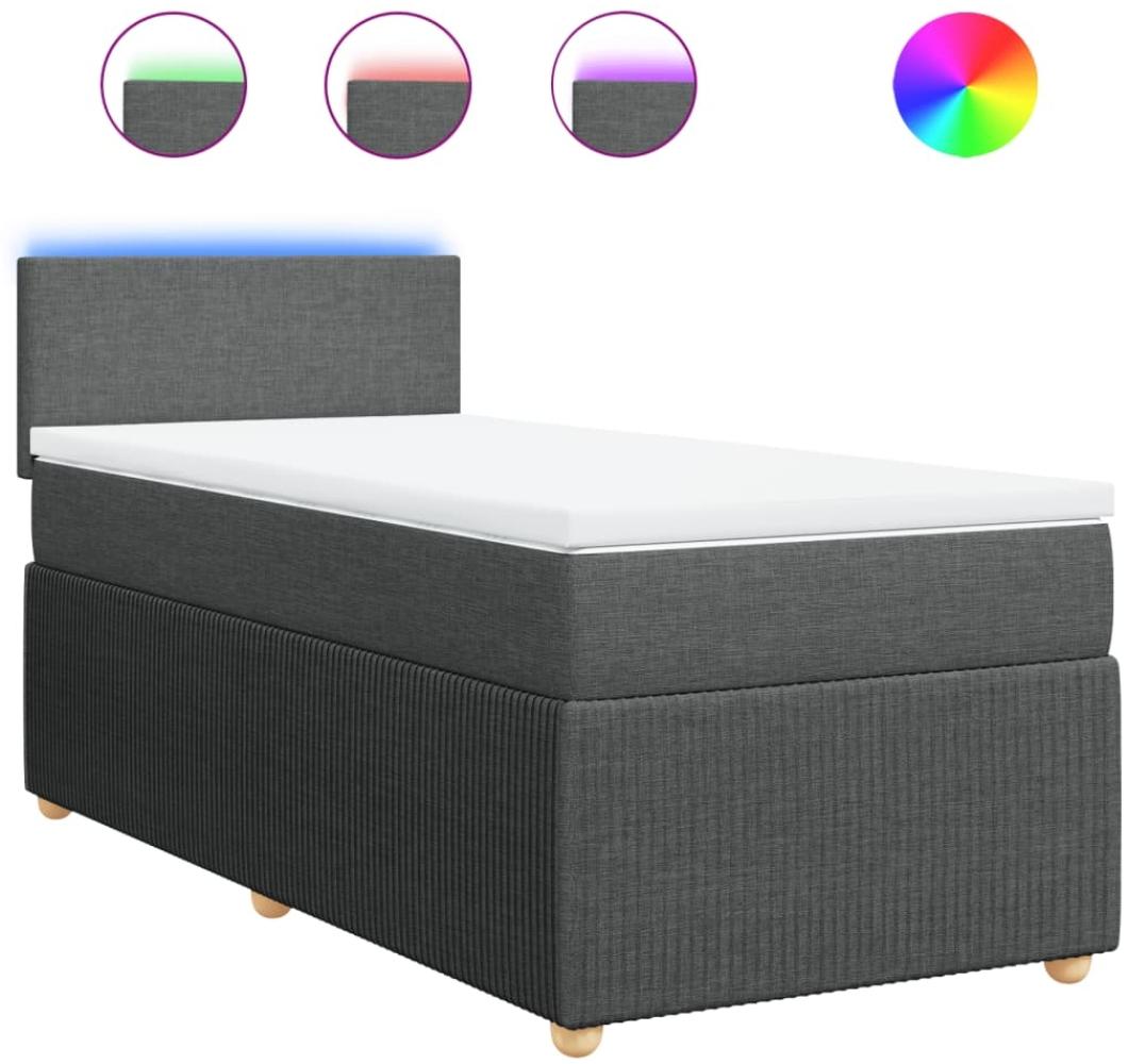 vidaXL Boxspringbett mit Matratze Dunkelgrau 100x200 cm Stoff 3289661 Bild 1