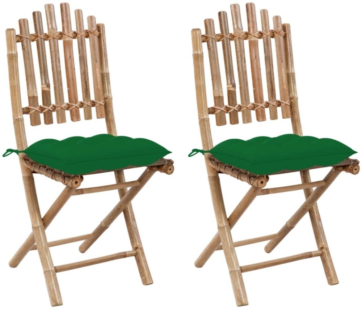 vidaXL Klappbare Gartenstühle 2 Stk. mit Kissen Bambus 3064007 Bild 1