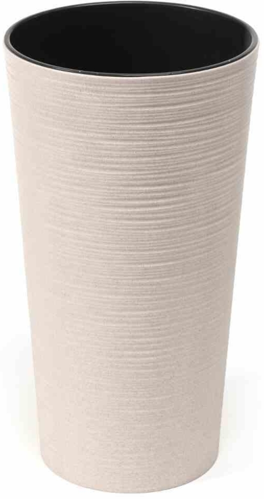 SIENA GARDEN Pflanzgefäß LOCON GROOVE, creme Rillenoptik, Rillenoptik, Ø 30 x 57 cm Kunststoffgefäß mit Holzfaseranteil und Einsatz Bild 1